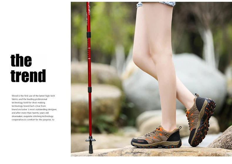New Summer Men Casual Shoes Outdoor Mesh Sneakers Women Non-slip Lace Up Trekking Footwear Breathable Camping Spring Black Shoes