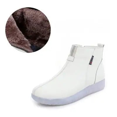 GKTINOO Genuine Leather Ankle Boots Women Comfortable Zip White Booties Woman 2025 Nurse Shoes Warm Fur Lining Platform Boots