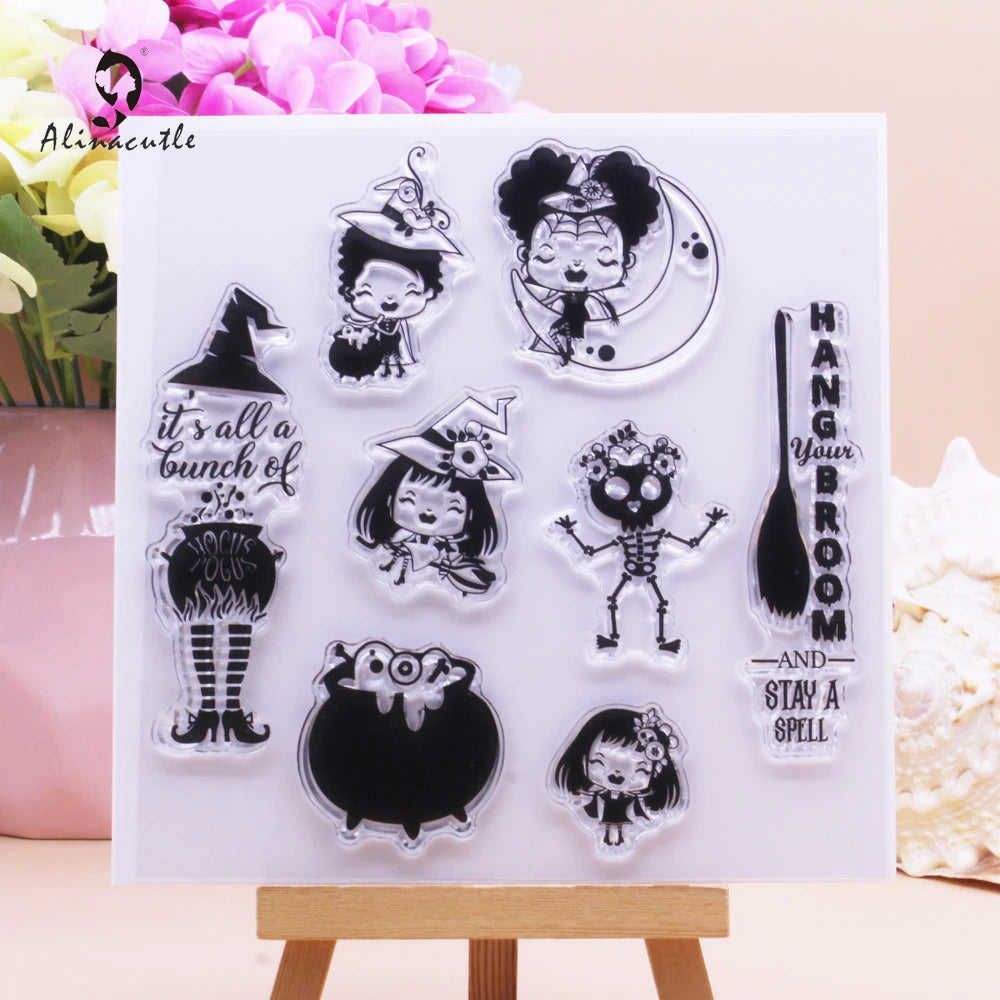 Alinacutle CLEAR STAMPS Halloween Tags DIY Card Scrapbooking Paper Craft Rubber Transparent Silicon Stamps