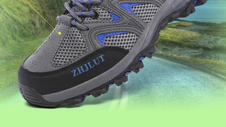 New Summer Men Casual Shoes Outdoor Mesh Sneakers Women Non-slip Lace Up Trekking Footwear Breathable Camping Spring Black Shoes