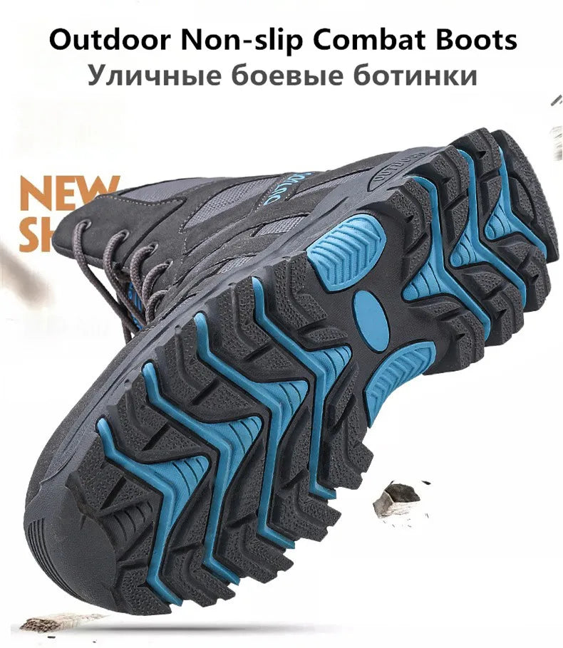 New Men's Boots Fashion Outdoor Men Hiking Boots High Top Breathable Men Desert Combat Ankle Boots Non-slip Motorcycle Boots