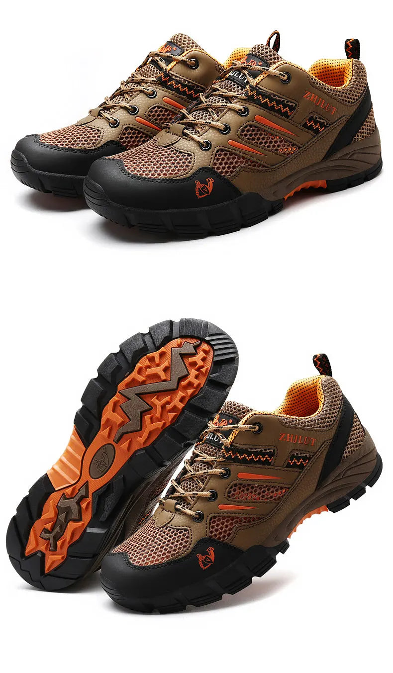 New Summer Men Casual Shoes Outdoor Mesh Sneakers Women Non-slip Lace Up Trekking Footwear Breathable Camping Spring Black Shoes