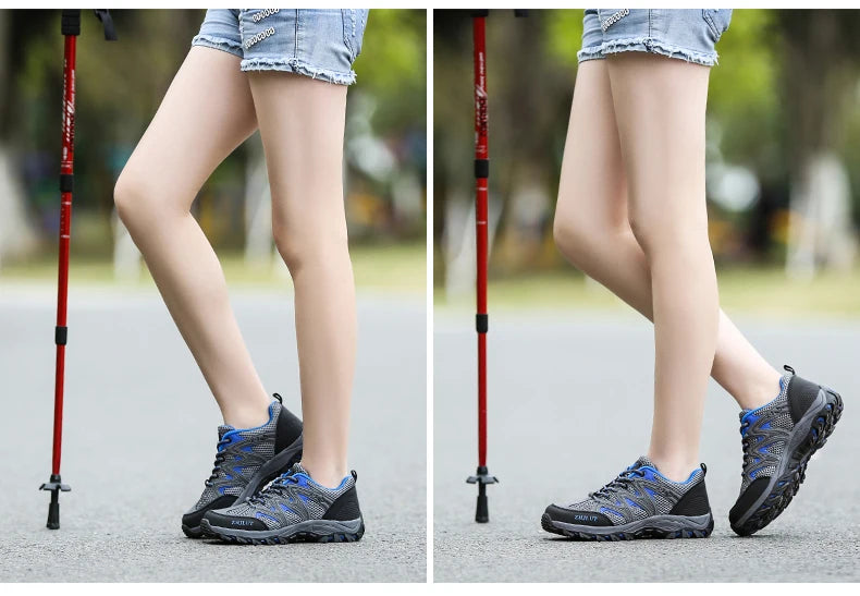 New Summer Men Casual Shoes Outdoor Mesh Sneakers Women Non-slip Lace Up Trekking Footwear Breathable Camping Spring Black Shoes