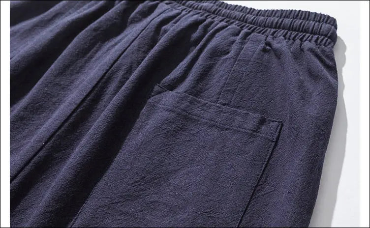 Cotton Linen Harem Pants Men Solid Elastic Waist Streetwear Joggers New Baggy Drop-crotch Pants Casual Trousers Men
