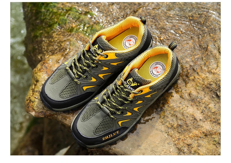 New Summer Men Casual Shoes Outdoor Mesh Sneakers Women Non-slip Lace Up Trekking Footwear Breathable Camping Spring Black Shoes