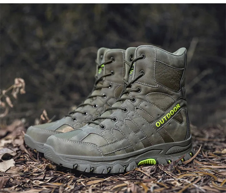 New Men's Boots Fashion Outdoor Men Hiking Boots High Top Breathable Men Desert Combat Ankle Boots Non-slip Motorcycle Boots