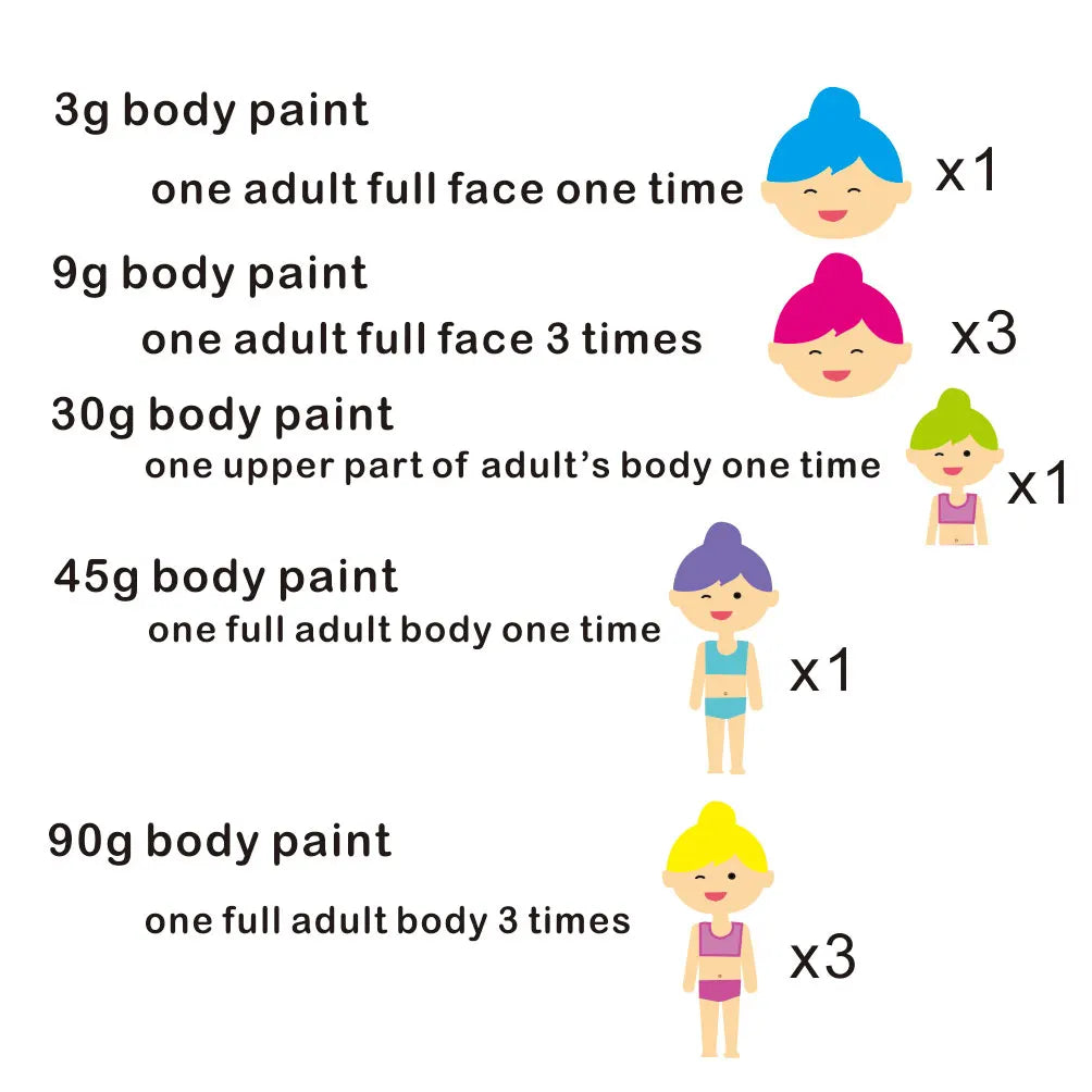 30g/pc GlitterJoy Water Activated Face Body Painting Makeup Pigment For Cosplay, Festival, Halloween Costume