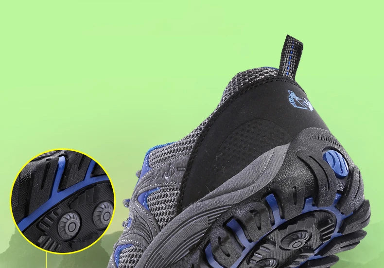 New Summer Men Casual Shoes Outdoor Mesh Sneakers Women Non-slip Lace Up Trekking Footwear Breathable Camping Spring Black Shoes
