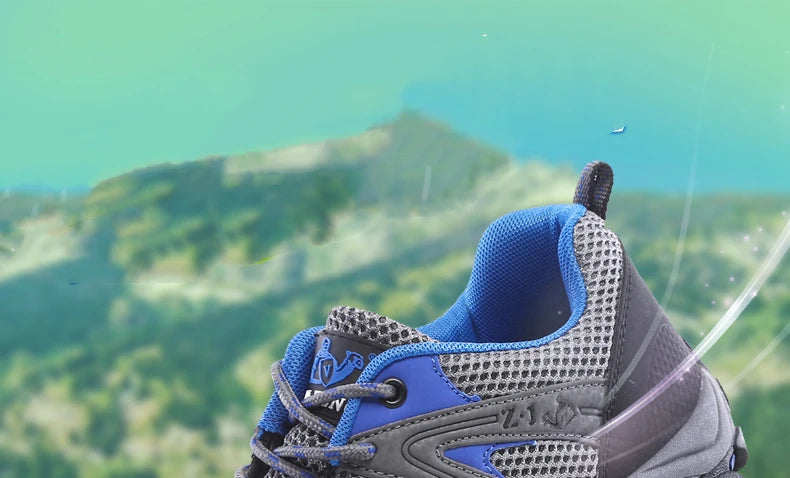 New Summer Men Casual Shoes Outdoor Mesh Sneakers Women Non-slip Lace Up Trekking Footwear Breathable Camping Spring Black Shoes