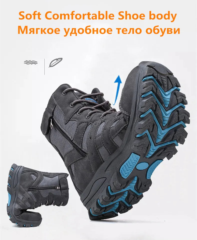 New Men's Boots Fashion Outdoor Men Hiking Boots High Top Breathable Men Desert Combat Ankle Boots Non-slip Motorcycle Boots