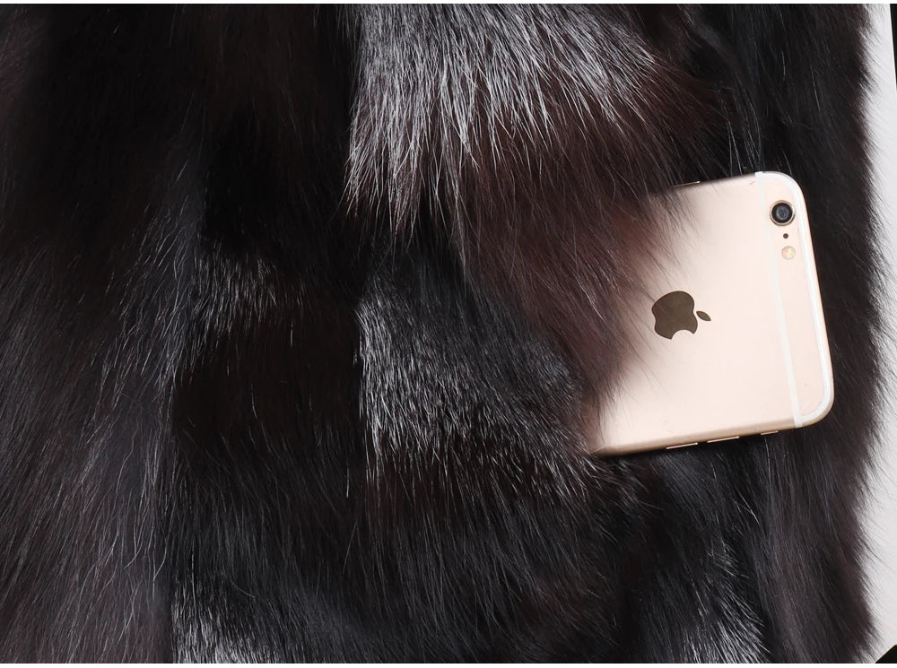 New Women Autumn Winter Long Style 100% Genuine Real Sliver Fox Fur Vest Natural Fox Fur Sleeveless Coat Lady Real Fox Fur Gilet