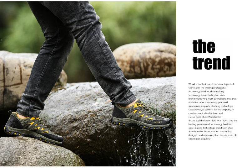 New Summer Men Casual Shoes Outdoor Mesh Sneakers Women Non-slip Lace Up Trekking Footwear Breathable Camping Spring Black Shoes