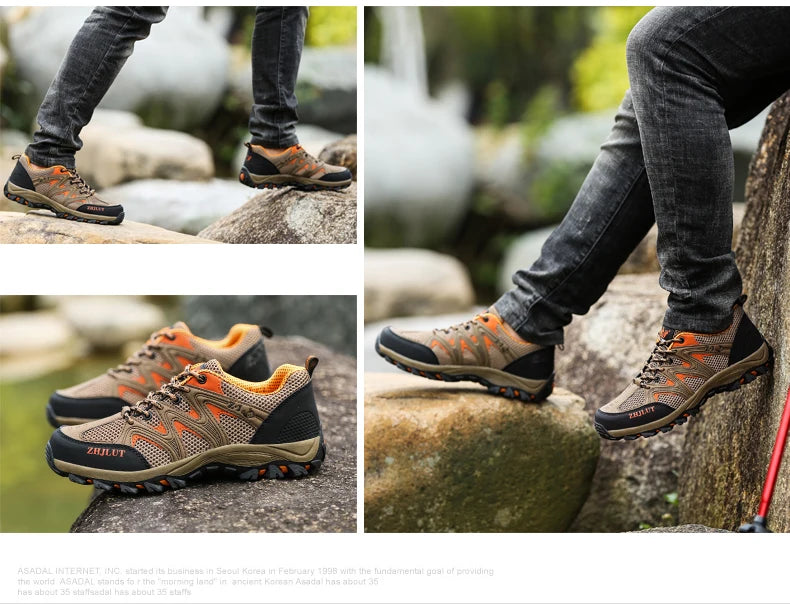 New Summer Men Casual Shoes Outdoor Mesh Sneakers Women Non-slip Lace Up Trekking Footwear Breathable Camping Spring Black Shoes