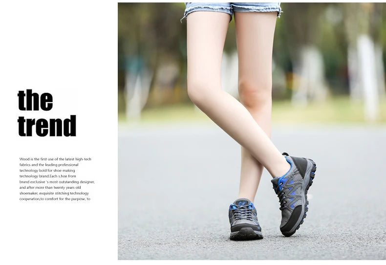 New Summer Men Casual Shoes Outdoor Mesh Sneakers Women Non-slip Lace Up Trekking Footwear Breathable Camping Spring Black Shoes