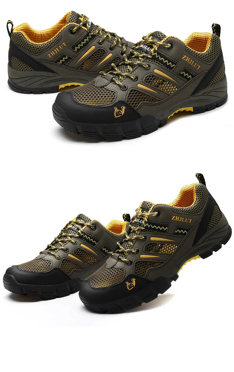 New Summer Men Casual Shoes Outdoor Mesh Sneakers Women Non-slip Lace Up Trekking Footwear Breathable Camping Spring Black Shoes