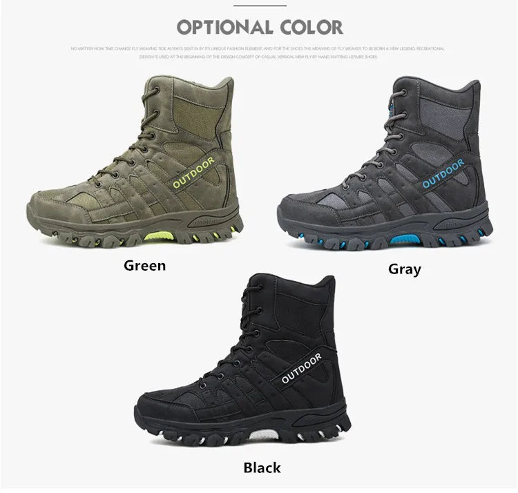 New Men's Boots Fashion Outdoor Men Hiking Boots High Top Breathable Men Desert Combat Ankle Boots Non-slip Motorcycle Boots