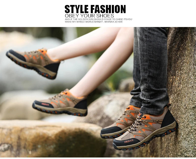 New Summer Men Casual Shoes Outdoor Mesh Sneakers Women Non-slip Lace Up Trekking Footwear Breathable Camping Spring Black Shoes