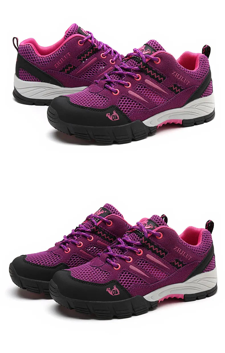 New Summer Men Casual Shoes Outdoor Mesh Sneakers Women Non-slip Lace Up Trekking Footwear Breathable Camping Spring Black Shoes