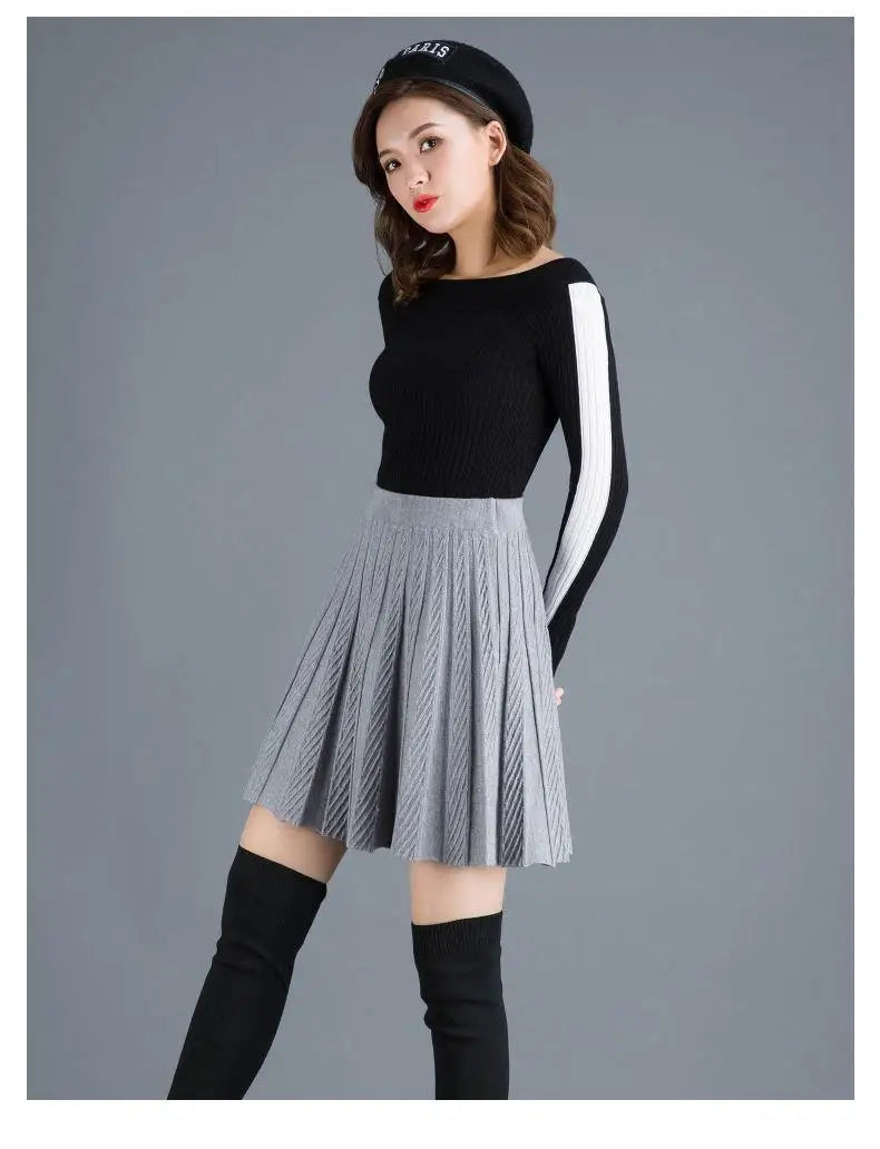Spring Fashion Korean New Student A-line Half Skirt Women Solid Elastic High Waist Shirring Design Versatile Pleated Half Skirts