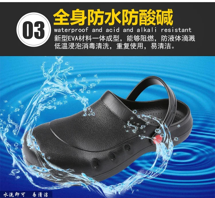 Safety Shoes With Steel Toe Cap Supper Anti-Skid Chef Shoes Kitchen Working Industrial Footwear Indestructible Waterproof