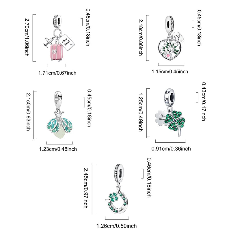 Fit Pan 925 Original Bracelets Love Heart Flower Four Leaf Clover Turtle 925 Silver Charms Beads DIY Birthday Jewelry Gift