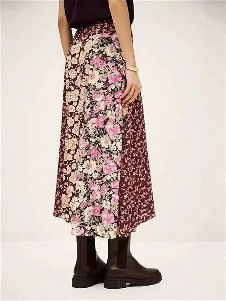 Waist Hollow out Women's Long Dress Deep V Short Sleeve 2025 Summer Lady Floral Printed Robe