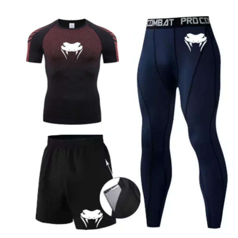 New MMA T-shirts+Pants Set Jiu jitsu Rashguard Men Bjj Muay Thai Jerseys Long Sleeve Boxeo Clothing Gym rshirt Tops Pants Shorts
