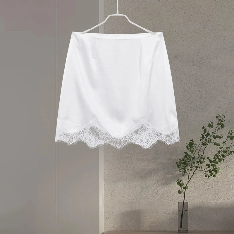 Elegant Patchwork Solid Lace Women Skirt Straight Irregular Female Skirts 2025 Summer All Match Street Lady Mini Bottoms New