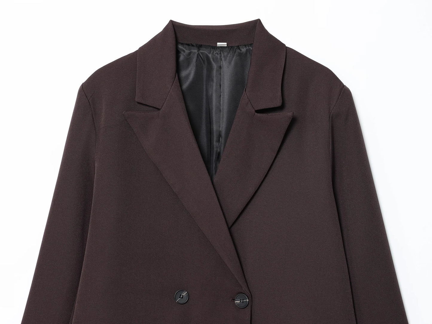 KONDALA Chic Brown Oversized Blazer Women V Neck Double Buttons Loose Blazer Jacket Fashion 2025 Fall Office Lady Casual Outwear