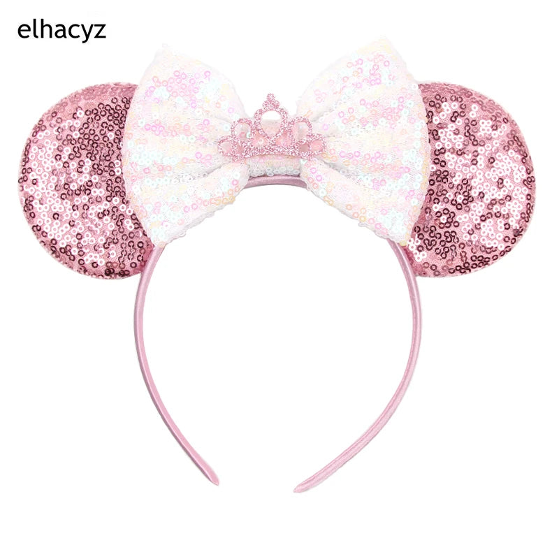 2025 New Halloween Mickey Mouse Ears Headbands Sequins Hair Bow Women Festival Party Cosplay Hairband Gift Kids Hair Accessories