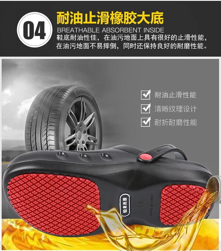 Safety Shoes With Steel Toe Cap Supper Anti-Skid Chef Shoes Kitchen Working Industrial Footwear Indestructible Waterproof