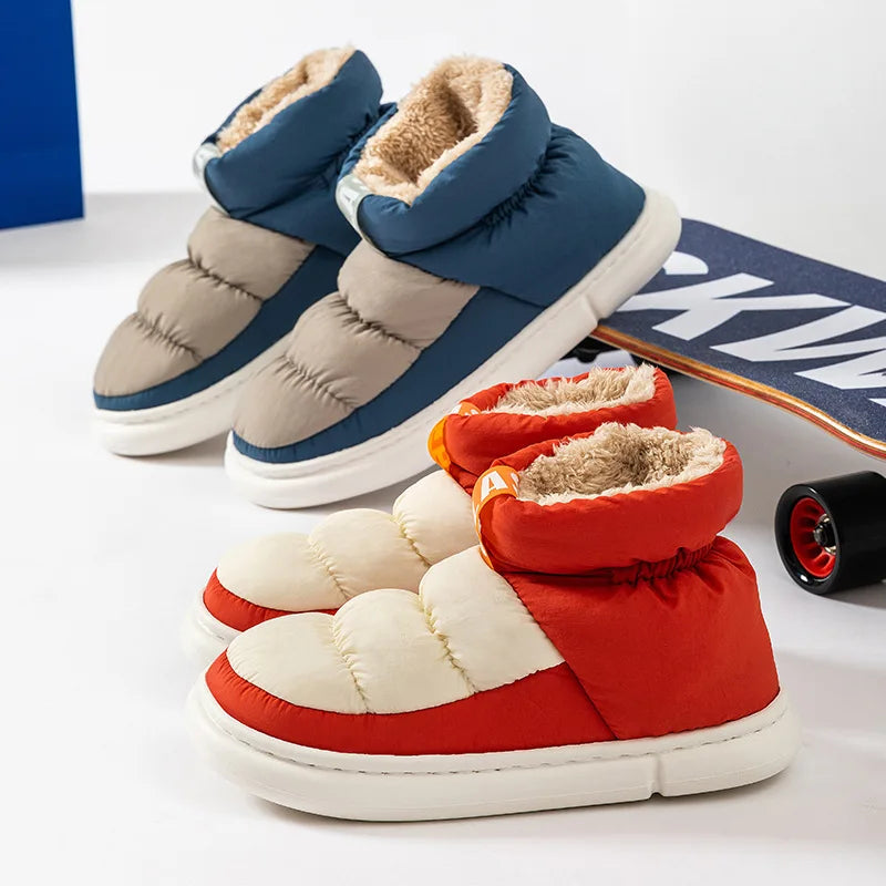 Mens Shoes Cute Plush Winter Warm Cotton Shoes Female Outdoor Non-slip Light Down Leisure Platform Footwear Ankle Short Boots