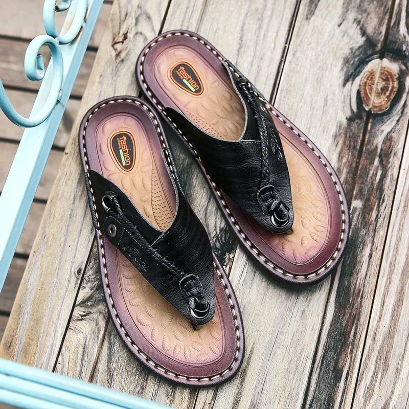Men Handmade Braided Rope Flip-flops Mixed Colors Low Gang Summer Casual Outdoor Breathable Beach Shoes Non-slip Oxfords Slides
