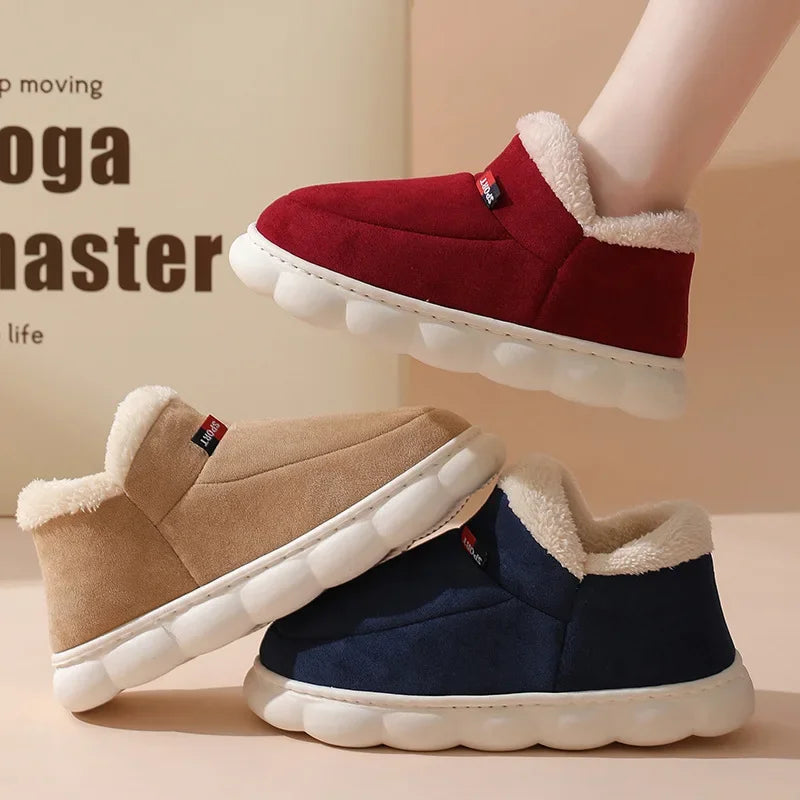 Winter Women Shoes Casual House Shoes For Men 2025 Outdoor Warm Cotton Shoes For Women Indoor Plush Padded Slippers Female