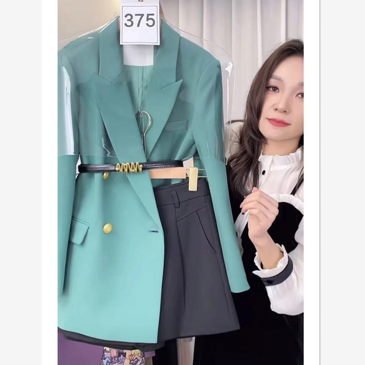 Autumn New Elegant Office Lady Suit Women Formal Outfits Notched Blazer Jacket with Belt + High Waist Shorts 2 Piece Set 651P