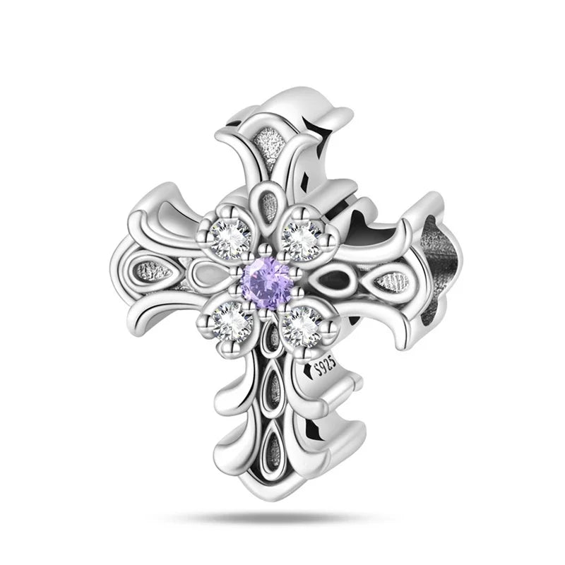Classic Silver Plated Lotus Guardian Angel Heart-Shaped Zircon Charms Beads Fit Qikaola 925 Original Bracelets DIY Jewelry Gifts