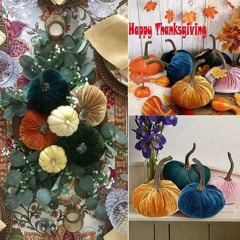 Handmade Velvet Pumpkins, Stuffed Small Pumpkins Artificial Cute Pumpkin Foam Halloween Thanksgiving Decor, DIY, Super Soft Fall