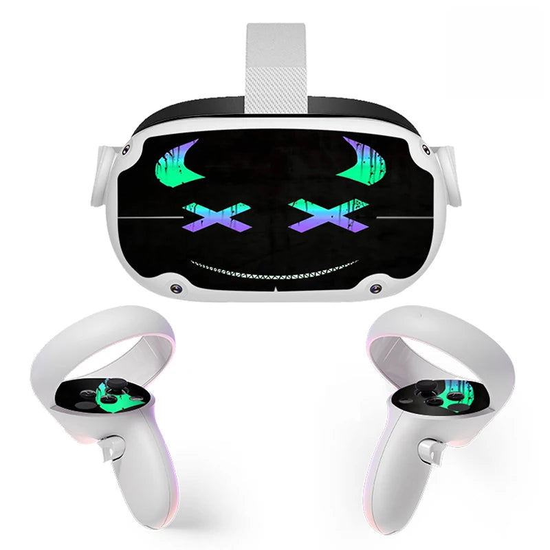 Sticker Vinyl Skin for Oculus Quest 2 VR Headset Controller PVC Decals Halloween Pattern Wrap Cover for Meta Quest2 Accessories