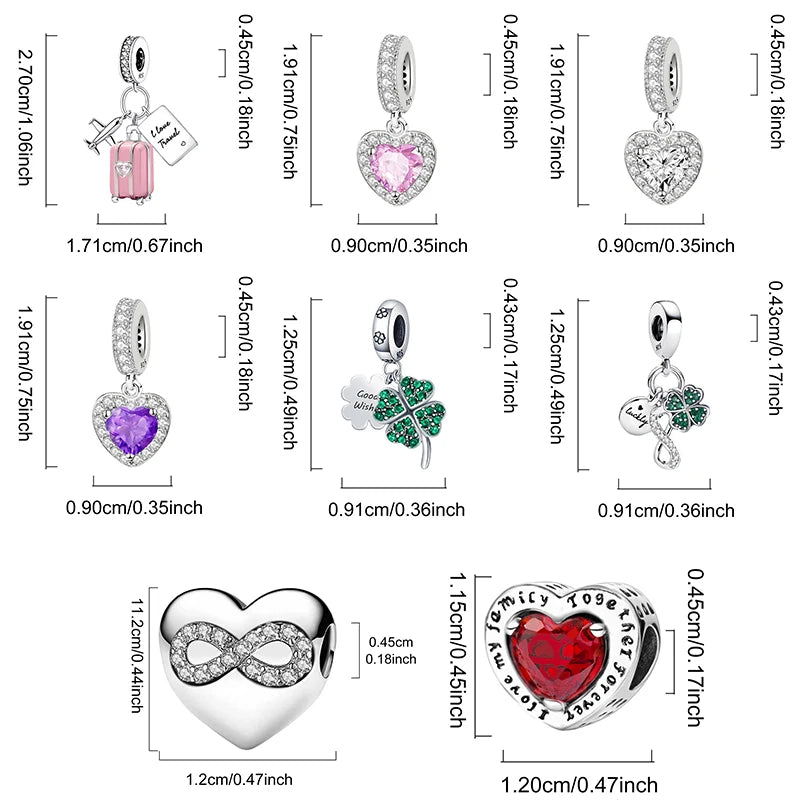 Fit Pan 925 Original Bracelets Love Heart Flower Four Leaf Clover Turtle 925 Silver Charms Beads DIY Birthday Jewelry Gift