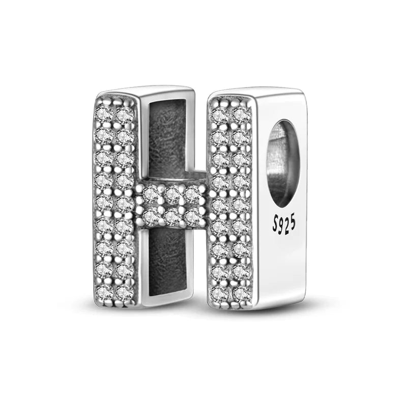 Fit Original 925 Sterling Silver Letter Charms Beads A-Z Golden Love Alphabet Charms For Women Fine DIY Birthday Jewelry Gifts