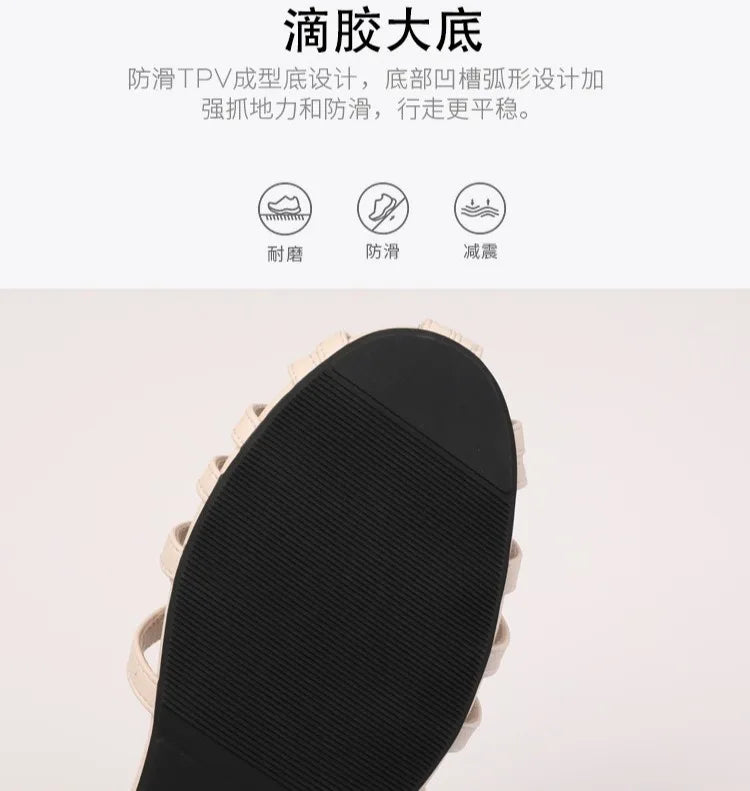 Knitted Hollow Flat Toe Sandals for Women's 2025 New Summer Wear, Breathable One-piece Buckle Fashion Vacation Roman Shoes Women