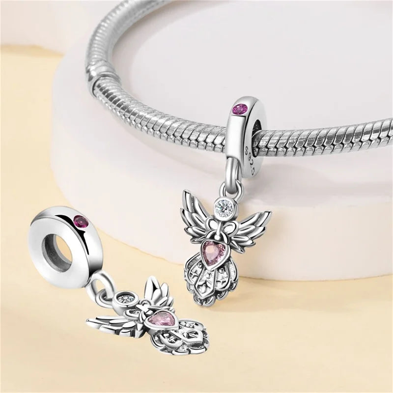 925 Sterling Silver Classic Retro Lotus Heart-Shaped Charms Beads Fit Original Pandach Bracelets Fine DIY Anniversary Jewelry