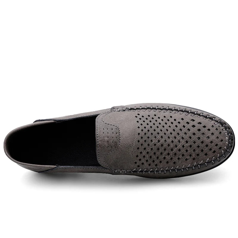 Men Shoes Casual Leather Hollow out Moccasins Men Breathable Slip on Driving Shoes Luxury Italian Men Loafers Plus Size 38-47