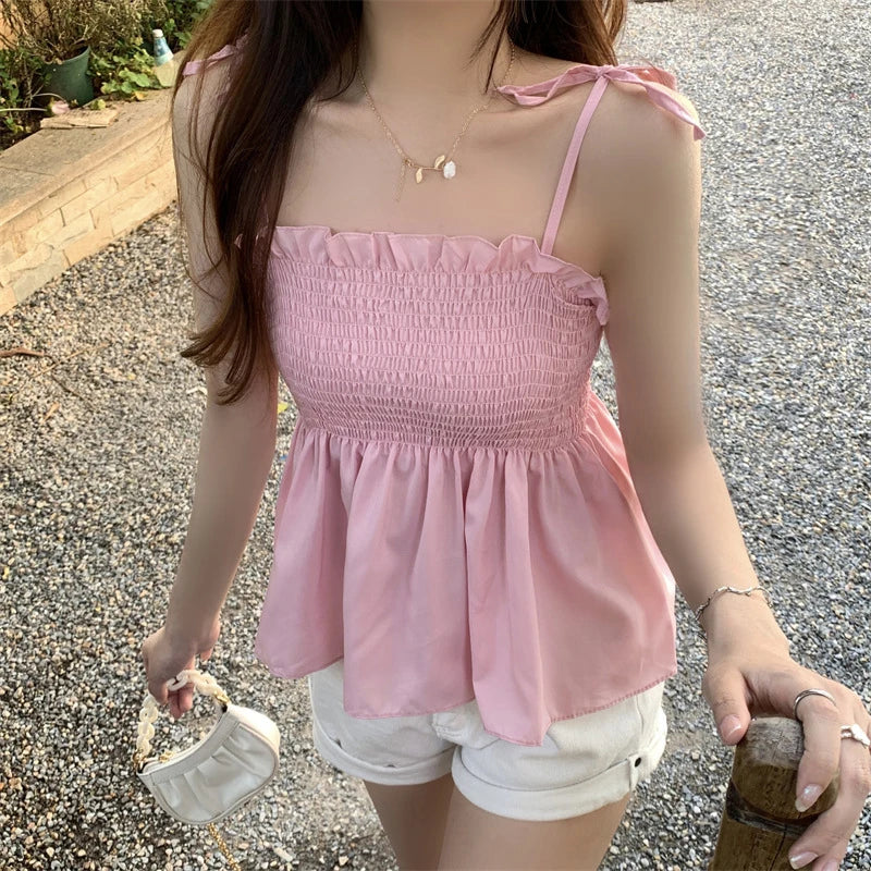 Women Elegant Top Solid Color Fashion Hotsweet Basics Backless Casual Y2k Camis Sexy Clothes