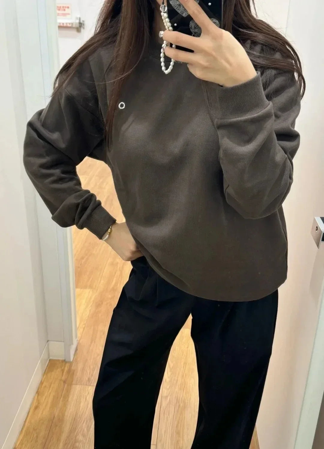 LO Cotton Pullover Hoodie women Sports Outdoor Top Long Sleeved Hooded Casual Versatile Solid Color Loose Autumn/winter Hoodie