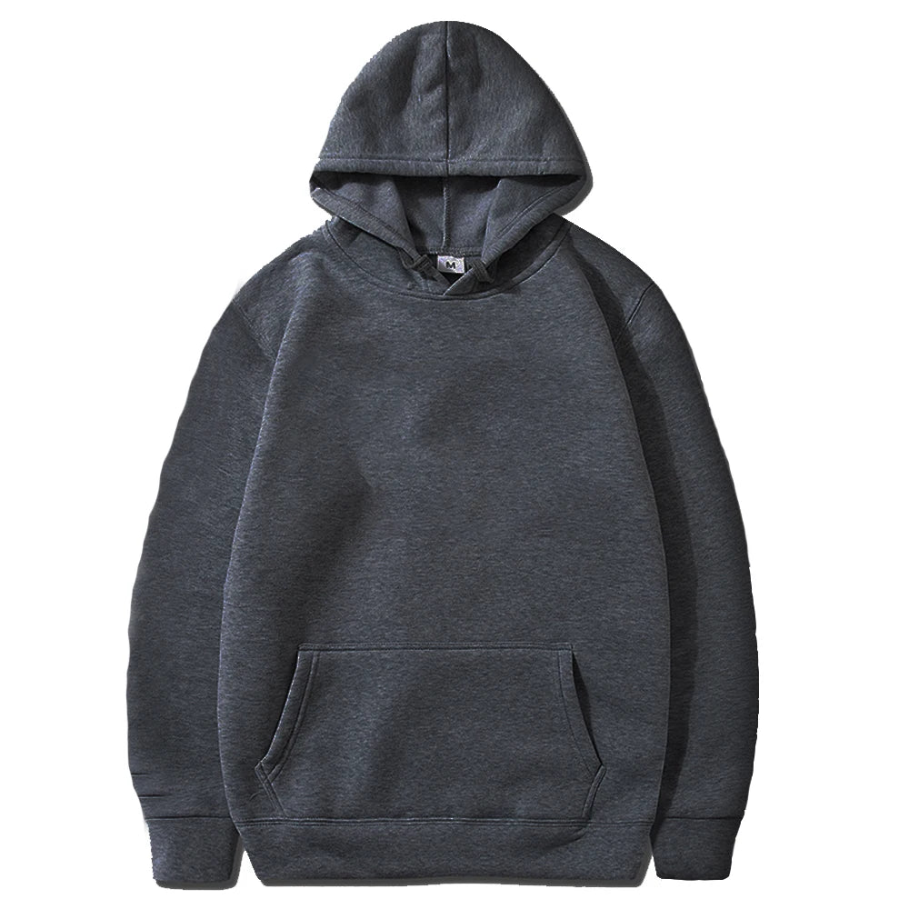 Spring Autumn Men Casual Hoodies Solid Color Fleece Warm Sweatshirts Oversize Male Tops Fashion Hoodie Pullover Multiple Colour