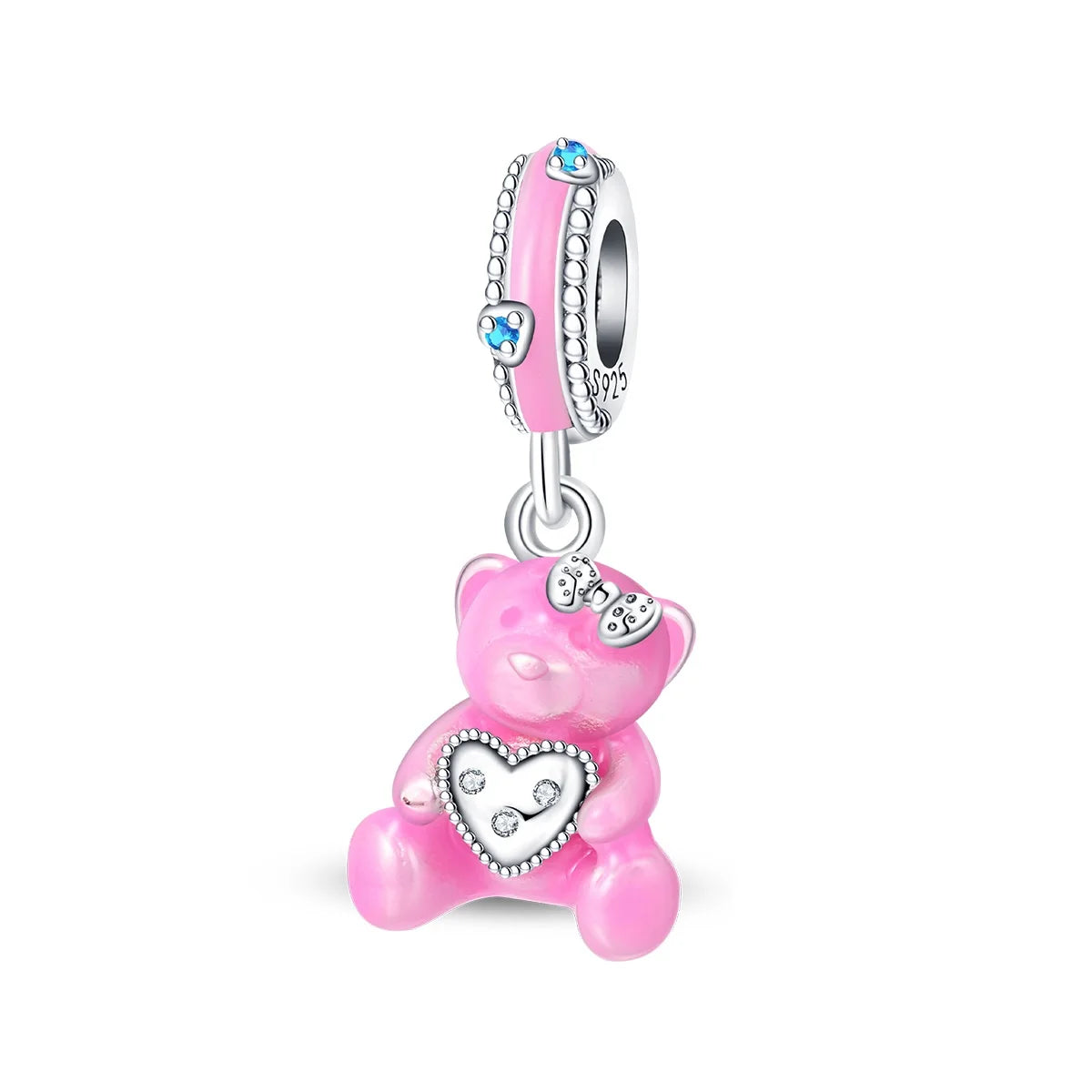 New 925 Sterling Silver Gradient Blue Four-leaf Clover Pink Iris Charm Fit Original Bracelet DIY Jewelry Accessories Beads