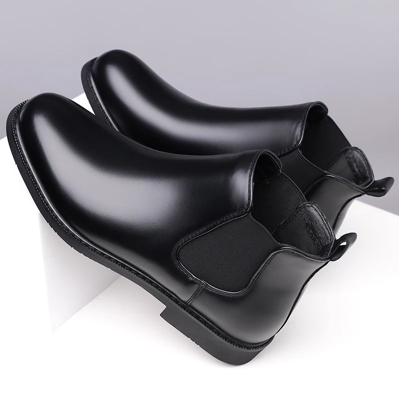 Casual Leather Mens Chelsea Boots Comfortable Male Business Shoes Fashion Men Ankle Boots Classic Outdoor Botas High Top Shoes