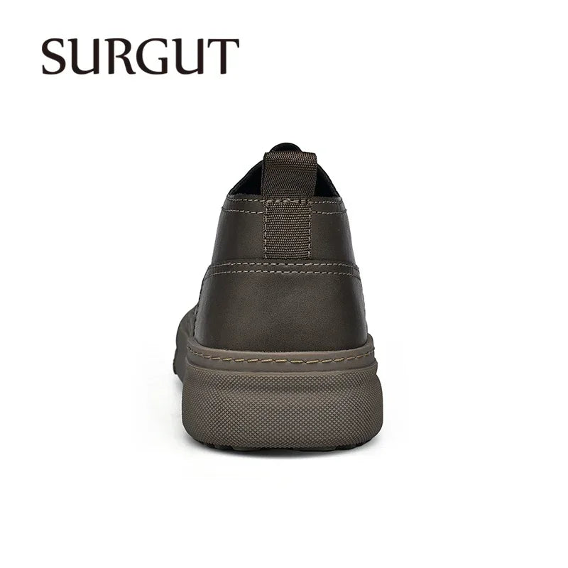 SURGUT Autumn Winter New Luxury Men's Leather Shoes Comfortable Oxford Fashion Walking Shoes Non-slip Rubber Sole Man Shoes