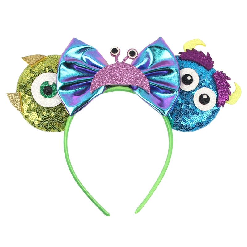 2025 New Halloween Mickey Mouse Ears Headbands Sequins Hair Bow Women Festival Party Cosplay Hairband Gift Kids Hair Accessories